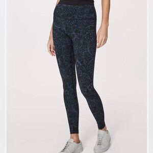 Lululemon Wunder Under High Rise Legging Nouveau Mach Blue Black Size 6